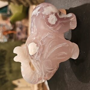 Flower Jelly Agate Elephant 3.4"